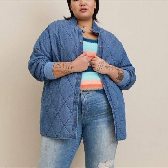 Torrid Chambray Quilted Shacket New - Picture 1 of 5